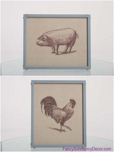 Canvas Rooster or Pig Print