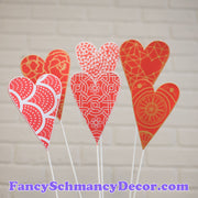Red Designer Hearts S/6 by The Round Top Collection V19011