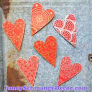 Red Designer Heart Magnets S/6 by The Round Top Collection V19014