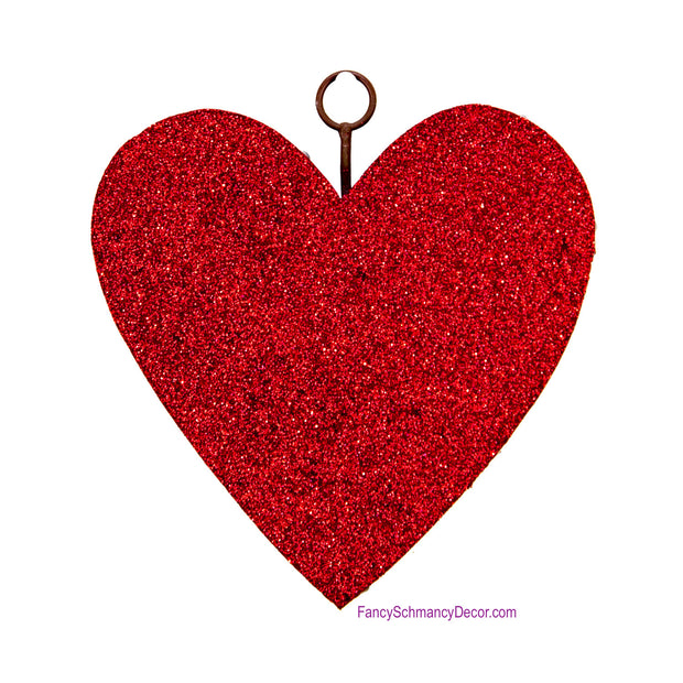 Red Glitter Heart Grommet Charm by The Round Top Collection V19069