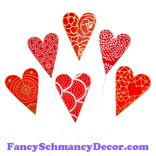 Red Designer Hearts S/6 by The Round Top Collection V19011