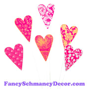 Pink Designer Hearts S/6 by The Round Top Collection V19012