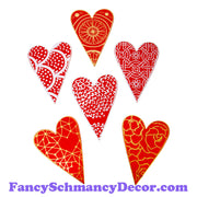 Red Designer Heart Magnets S/6 by The Round Top Collection V19014