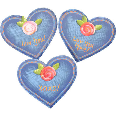 Denim Heart Magnets - Asst. 3 by The Round Top Collection V8007 - FancySchmancyDecor