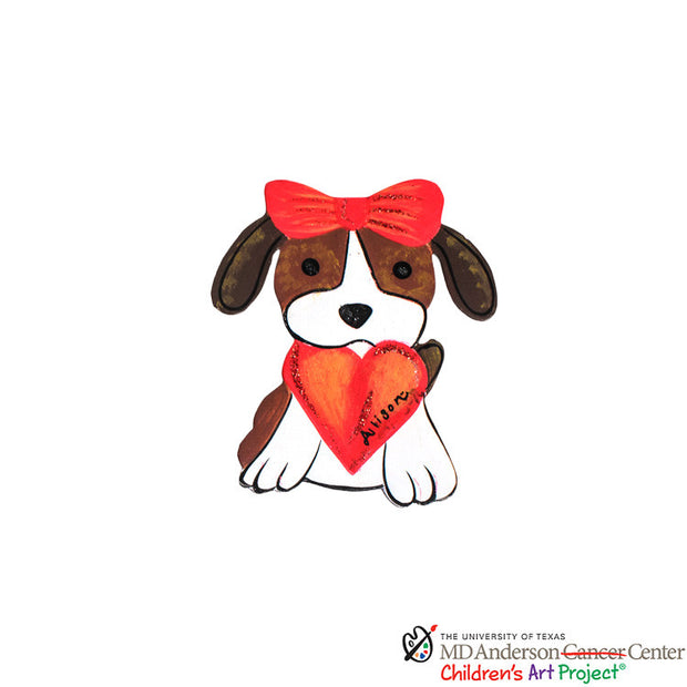 Valentine MD Anderson Allison's Pup with Heart Magnet - The Round Top Collection V9007 - FancySchmancyDecor