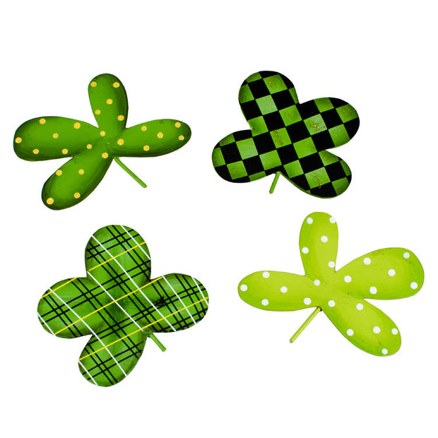 St. Patricks's Day Lucky 4 Leaf Clover Magnets - Asst. 4 The Round Top Collection - FancySchmancyDecor