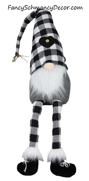 30.75"H Large Check Fabric Sitting Gnome