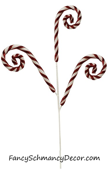 29"L Foil/Glitter Candy Cane Spray Pick