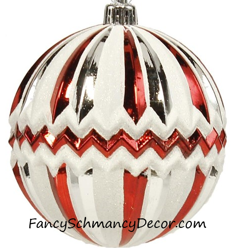 100Mm Vertical Stripe Chevron Ball Orn
