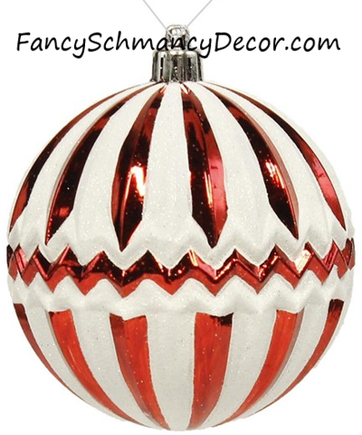 100Mm Vertical Stripe Chevron Ball Ornament
