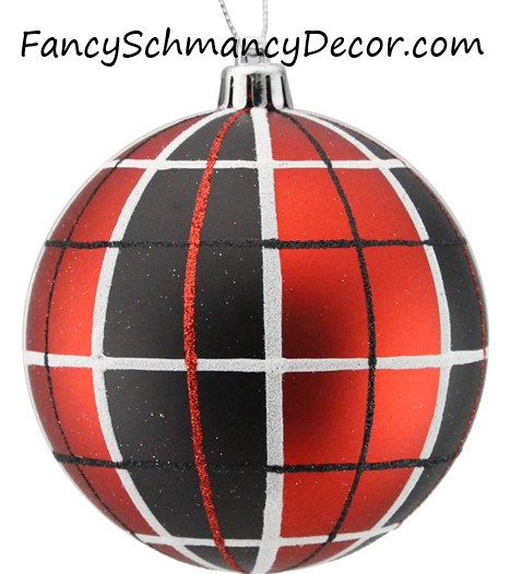 100Mm Plaid Ball Ornament