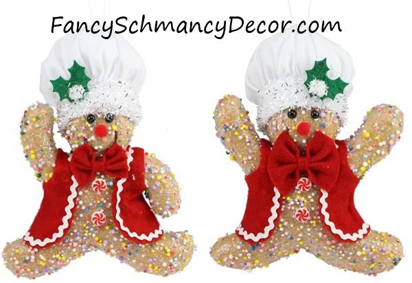 2 Asst. 9"H Icy Gingerbread Chef Ornaments