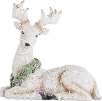 Sitting Burlap Textured Reindeer
