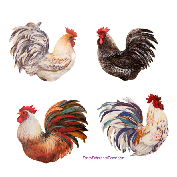 Rooster Clip with Magnet Assorted Set of 4 by The Round Top Collection Y17056