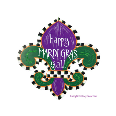 "Mardi Gras Y'all" Fleur-De-Lis Medium Stake by The Round Top Collection Y18055