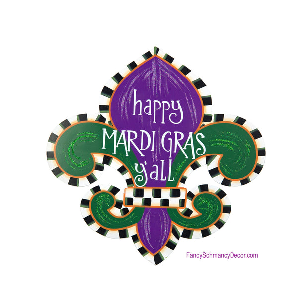 "Mardi Gras Y'all" Fleur-De-Lis Medium Stake by The Round Top Collection Y18055