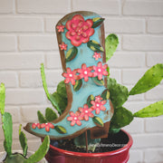 Junk Gypsy Turquoise Pink Flower Boot by The Round Top Collection Y18315