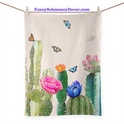 Bright Cactus Blooms Tea Towel