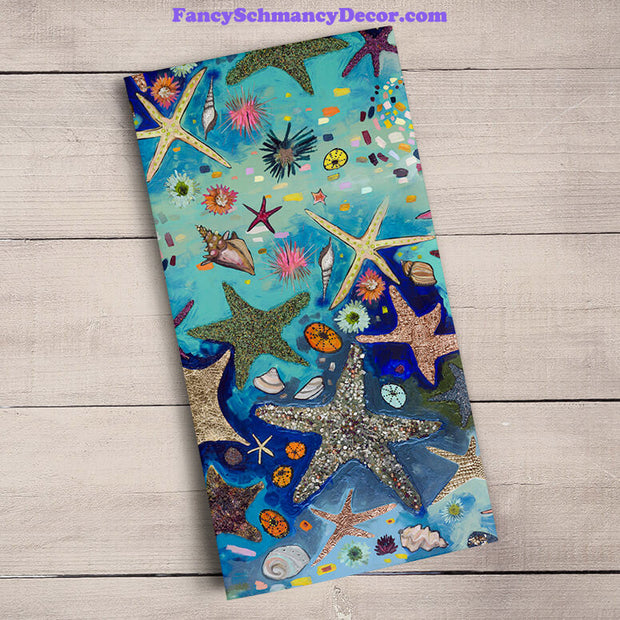 Metallic Starfish Tea Towel