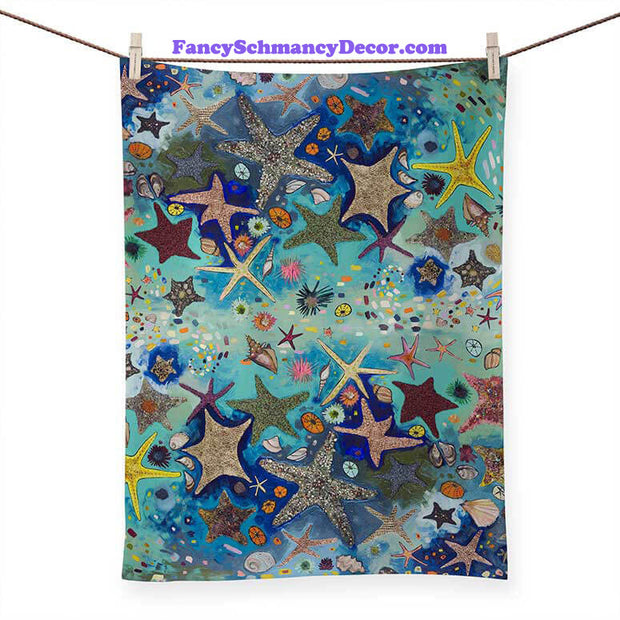 Metallic Starfish Tea Towel