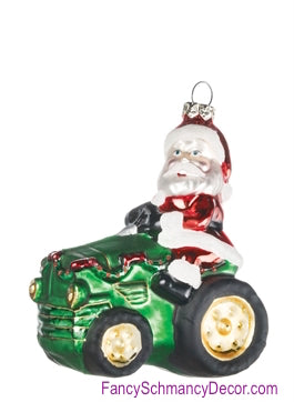 Santa Green Tractor Christmas Ornament  by Sullivans Gifts