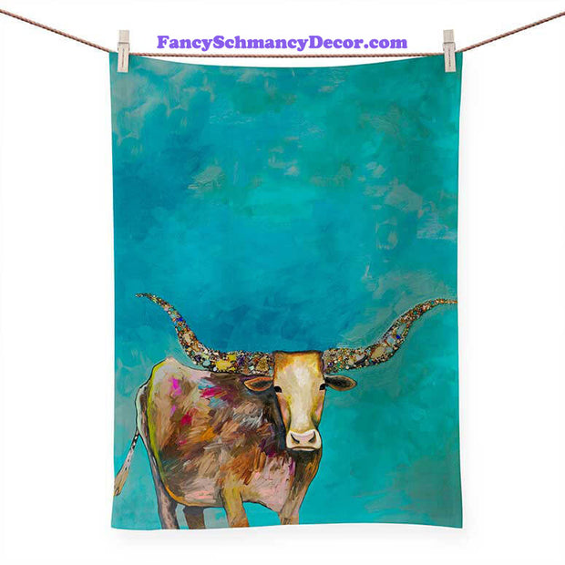 Standing Longhorn Tea Towel